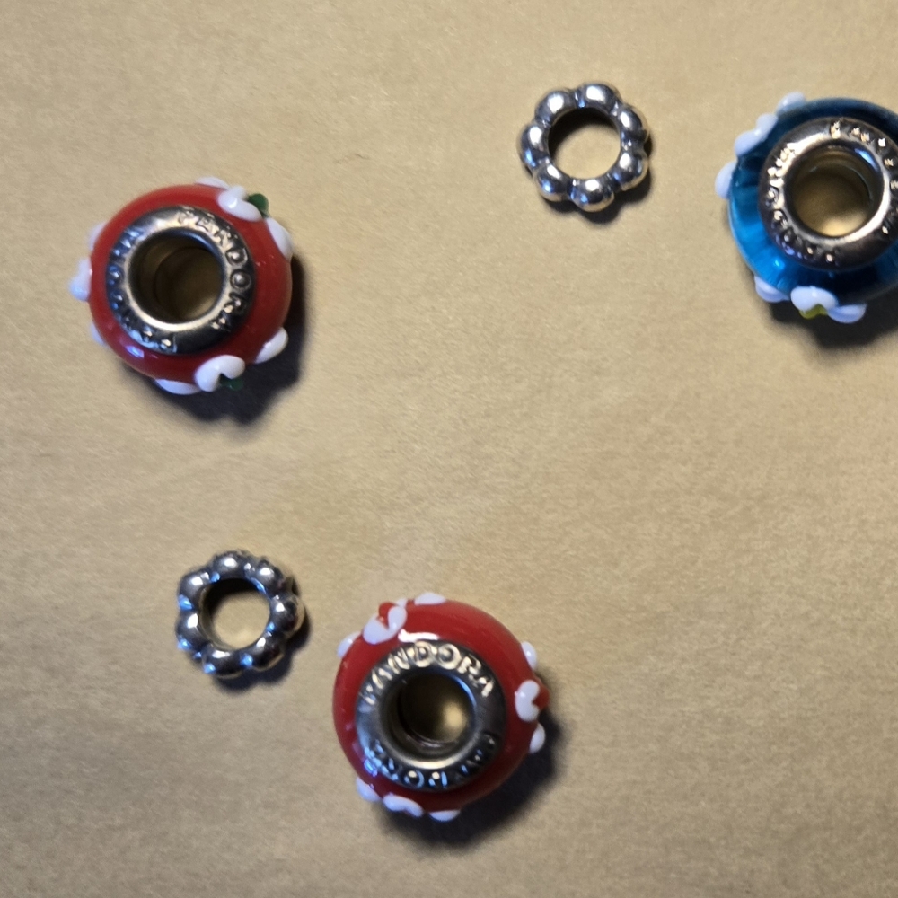 Pandora Murano glass charm beads and sterling silver spacers. Retired - Picture 9 of 16